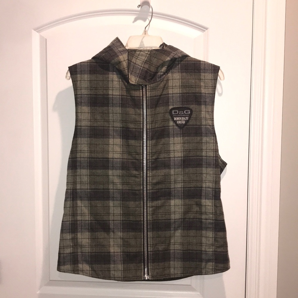 Dolce & Gabbana Men Vest Army Green Plaid
